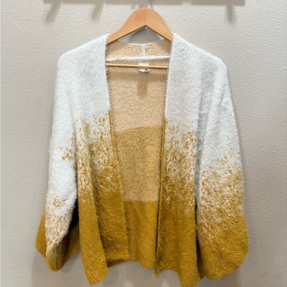 Anthropologie x Akemi + Kin Yellow and White Open Front Cardigan One Size Womens - Picture 2 of 7